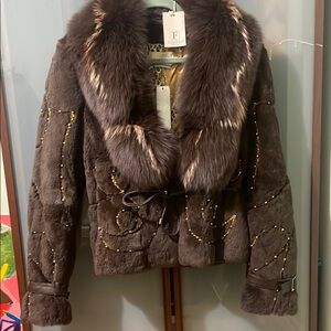 Luxurious Brown Teddy Jacket with Plush Fur Collar